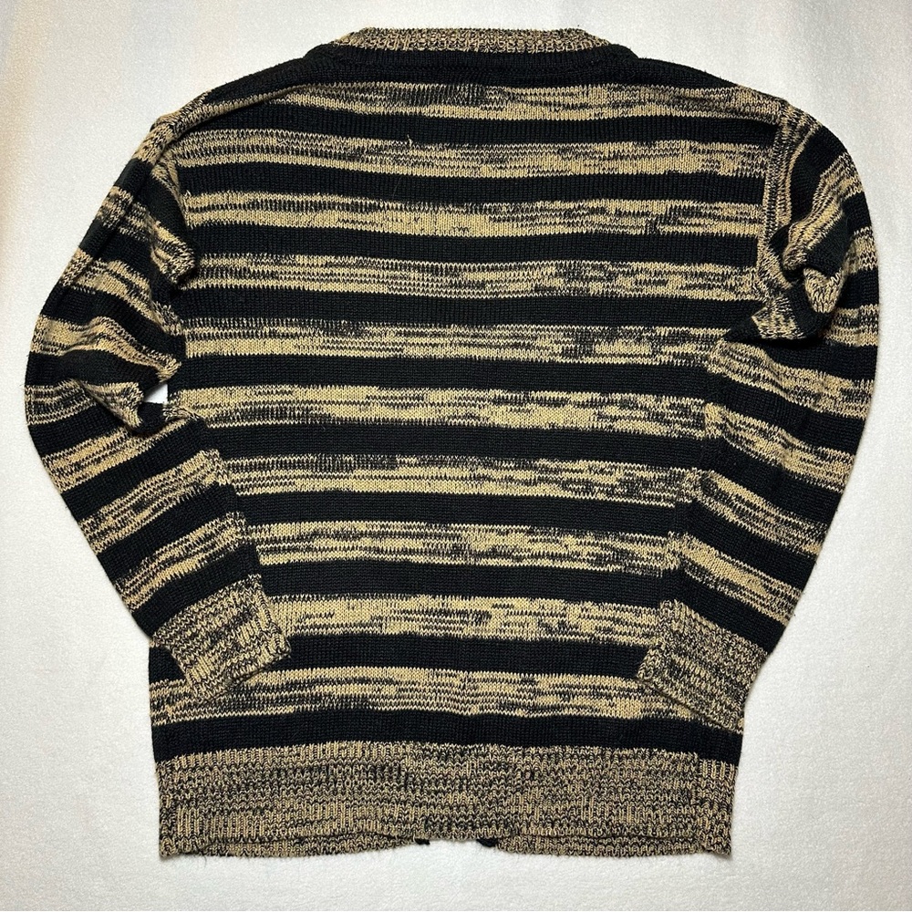 Vintage Inspired Statement Sweater Brown Stripe Button Down V Neck Retro Size M - Picture 4 of 8